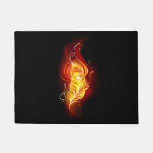 Fire Peacock Feather Doormat