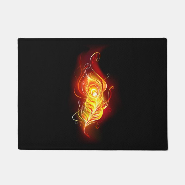 Fire Peacock Feather Doormat (Front)