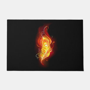 Fire Peacock Feather Doormat