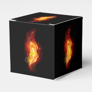 Fire Peacock Feather Favour Box
