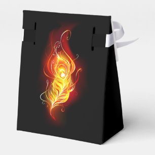 Fire Peacock Feather Favour Box