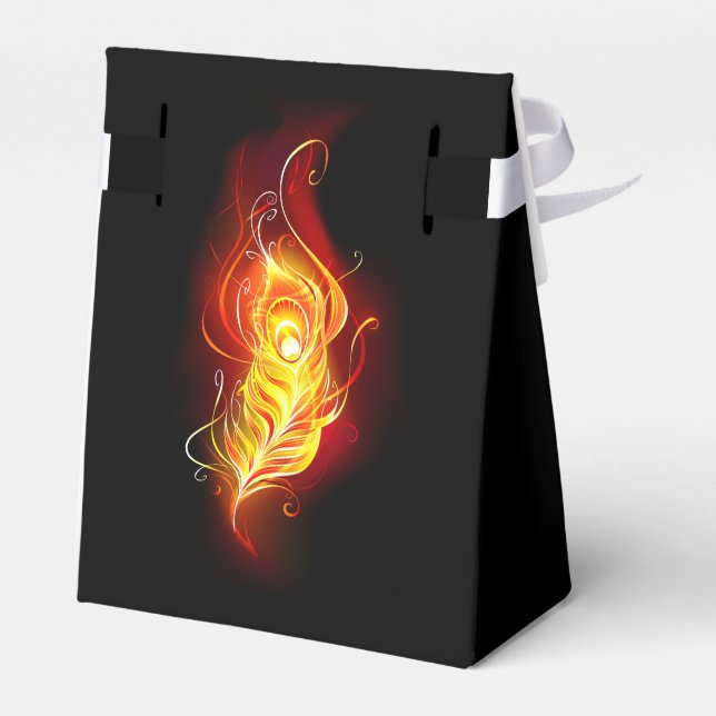 Fire Peacock Feather Favour Box (Back Side)