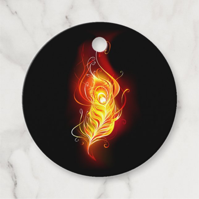 Fire Peacock Feather Favour Tags (Front)