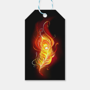 Fire Peacock Feather Gift Tags