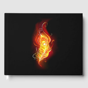 Fire Peacock Feather Guest Book
