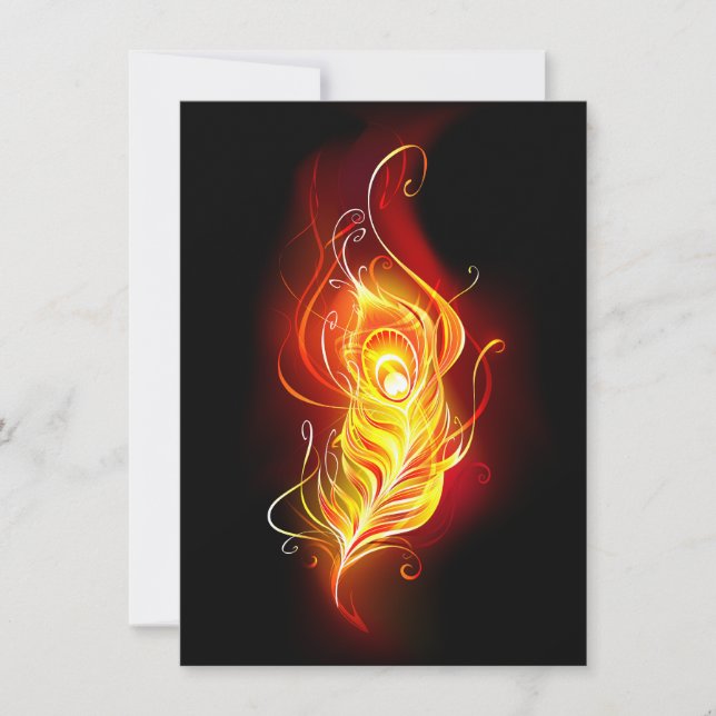 Fire Peacock Feather Holiday Card (Front)