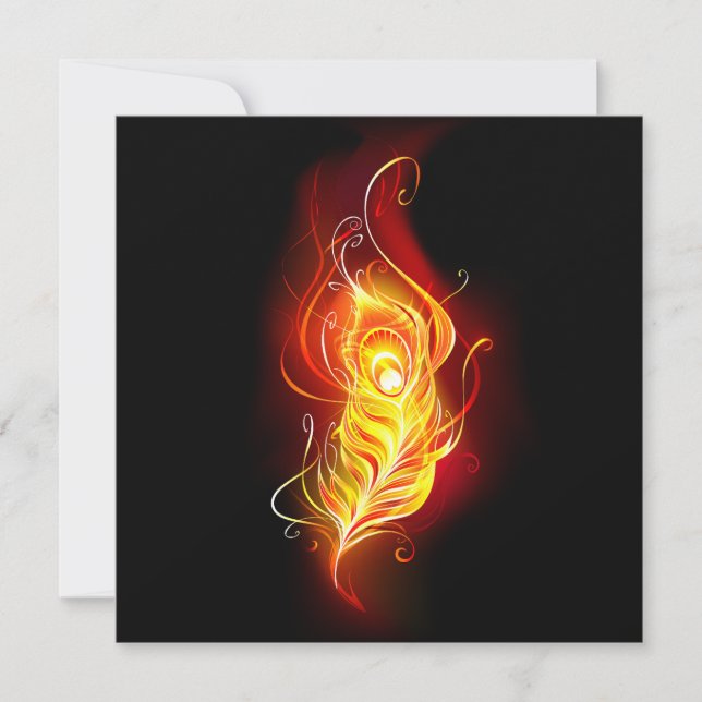 Fire Peacock Feather Holiday Card (Front)