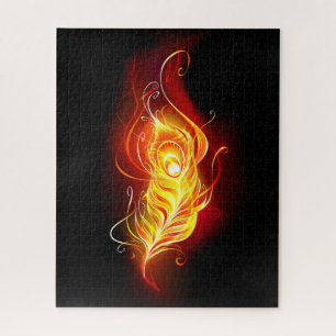 Fire Peacock Feather Jigsaw Puzzle