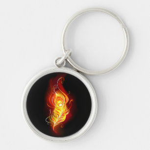 Fire Peacock Feather Key Ring