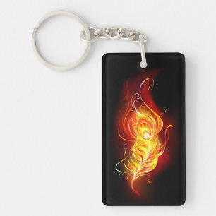 Fire Peacock Feather Key Ring