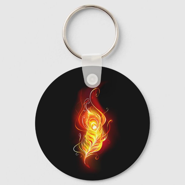 Fire Peacock Feather Key Ring (Front)