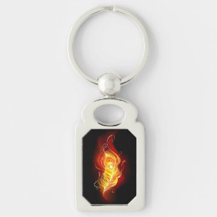 Fire Peacock Feather Key Ring