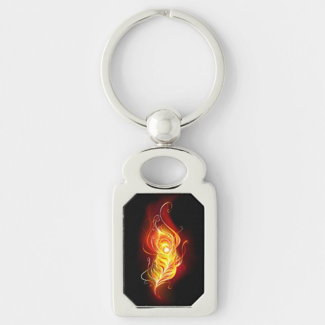 Fire Peacock Feather Key Ring (Front)