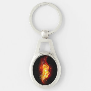 Fire Peacock Feather Key Ring