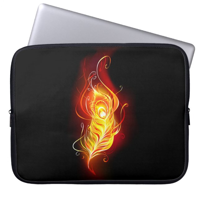 Fire Peacock Feather Laptop Sleeve (Front)