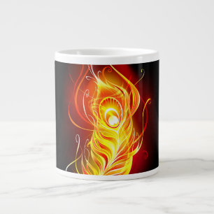 Fire Peacock Feather Large Coffee Mug