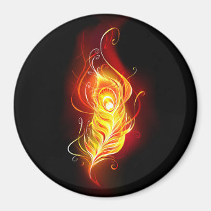 Fire Peacock Feather Magnet