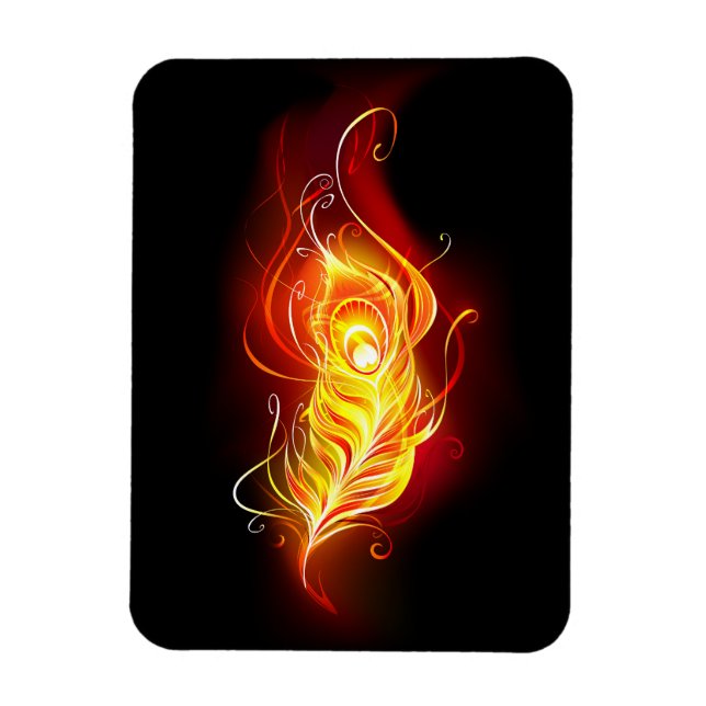 Fire Peacock Feather Magnet (Vertical)