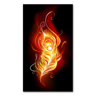Fire Peacock Feather Magnetic Business Card