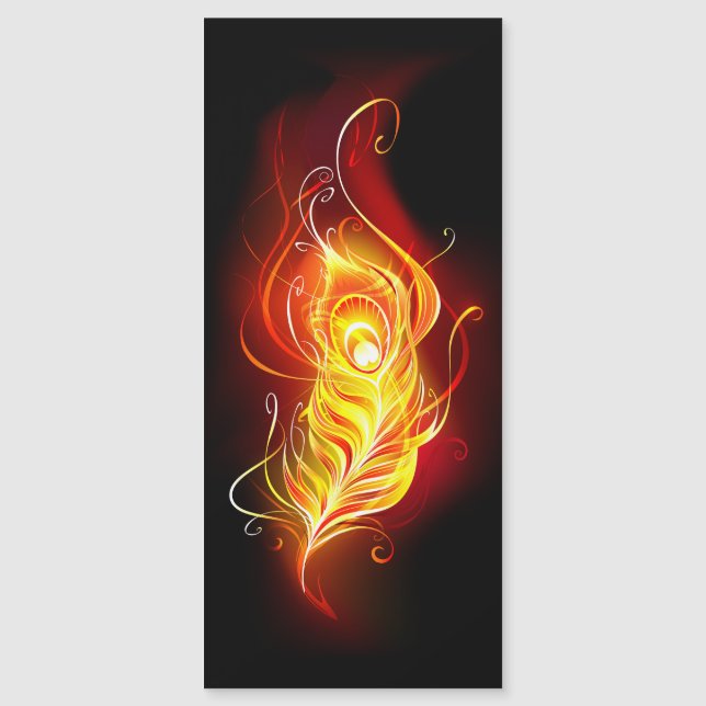 Fire Peacock Feather Magnetic Invitation (Front)