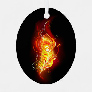Fire Peacock Feather Metal Tree Decoration