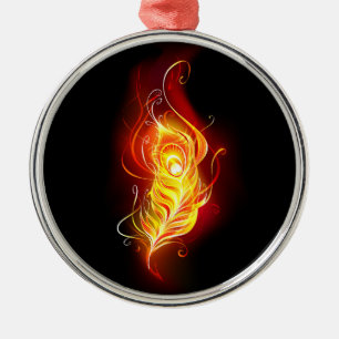Fire Peacock Feather Metal Tree Decoration