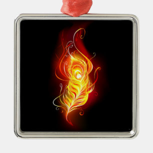 Fire Peacock Feather Metal Tree Decoration