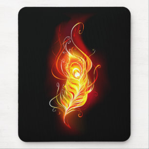 Fire Peacock Feather Mouse Mat