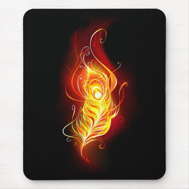 Fire Peacock Feather Mouse Mat (Front)