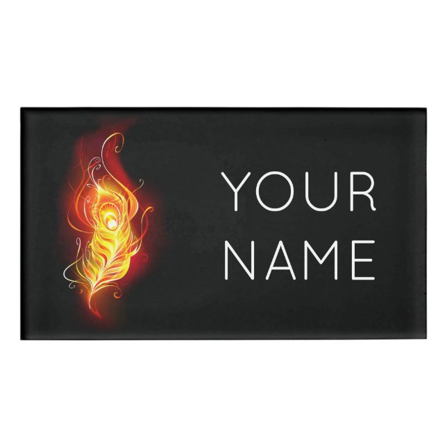 Fire Peacock Feather Name Tag (Front)