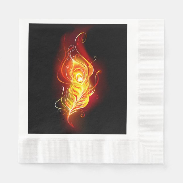 Fire Peacock Feather Napkin (Front)