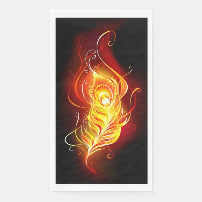 Fire Peacock Feather Napkin (Front)