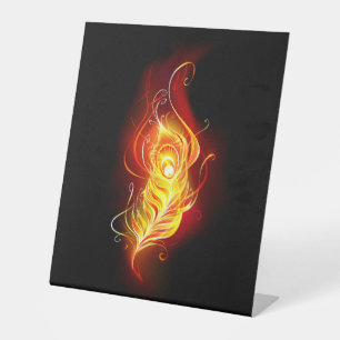 Fire Peacock Feather Pedestal Sign