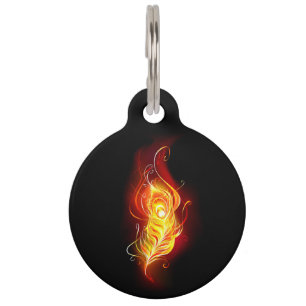 Fire Peacock Feather Pet Tag