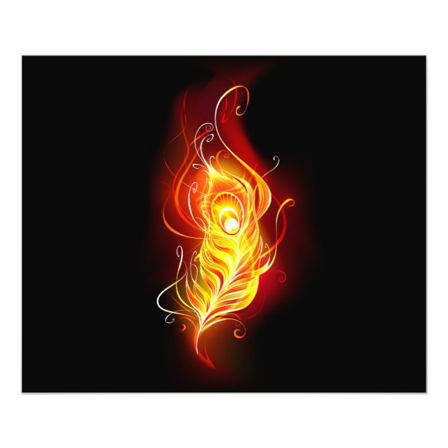Fire Peacock Feather Photo Print (Front)