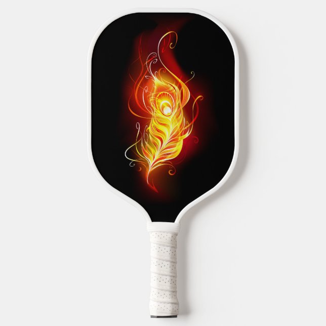 Fire Peacock Feather Pickleball Paddle (Front)