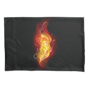 Fire Peacock Feather Pillowcase