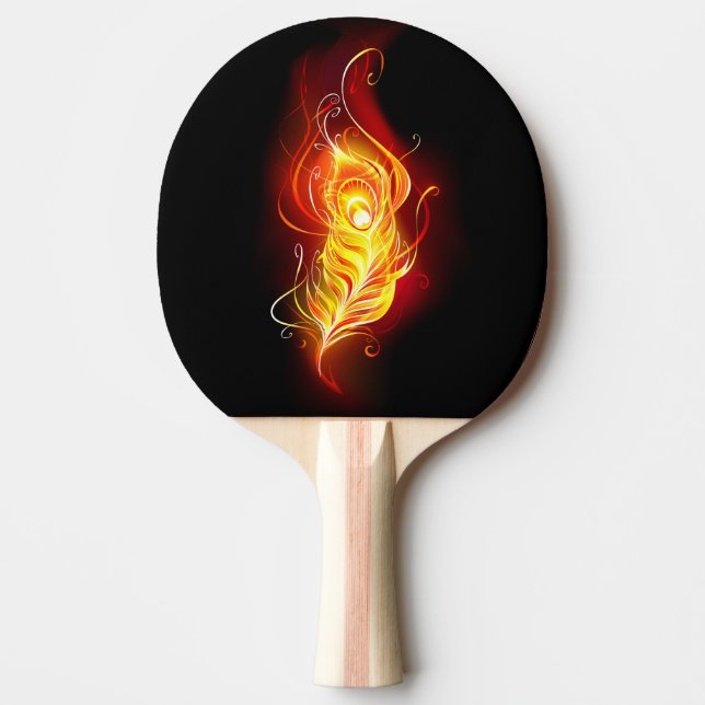Fire Peacock Feather Ping Pong Paddle (Front)
