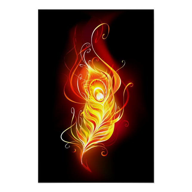 Fire Peacock Feather Poster (Front)