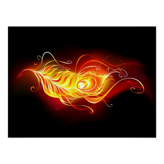 Fire Peacock Feather Poster (Front)