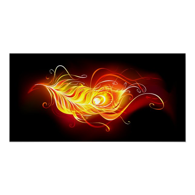 Fire Peacock Feather Poster (Front)