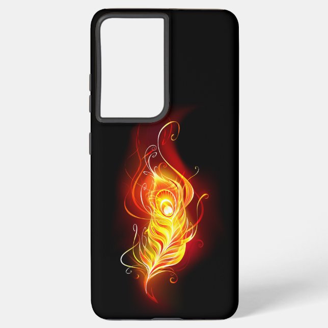 Fire Peacock Feather Samsung Galaxy S21 Ultra Case (Back)