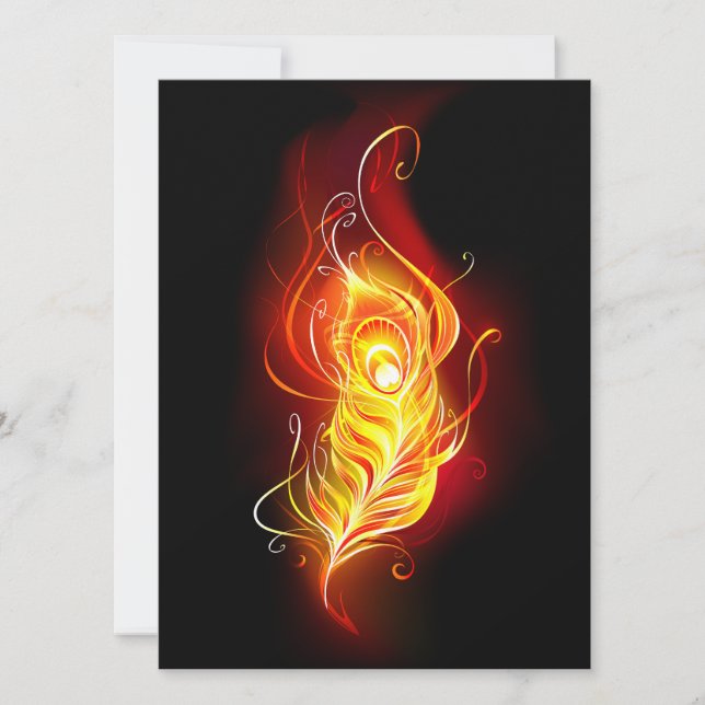 Fire Peacock Feather Save The Date (Front)
