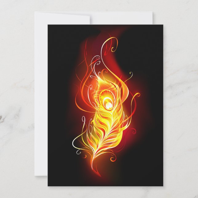 Fire Peacock Feather Save The Date (Front)