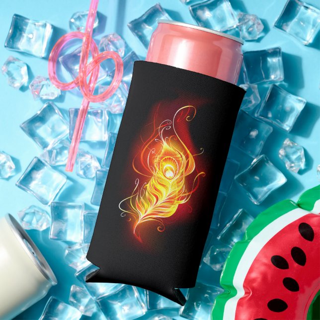 Fire Peacock Feather Seltzer Can Cooler (In Situ Summer)