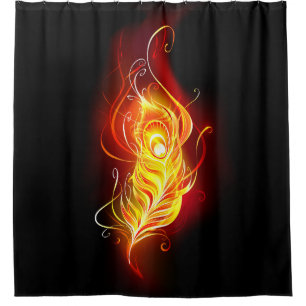 Fire Peacock Feather Shower Curtain