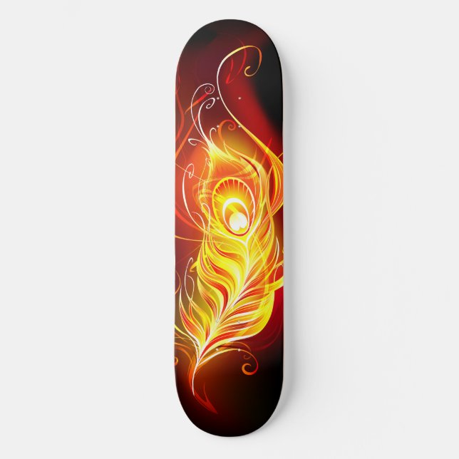 Fire Peacock Feather Skateboard (Front)