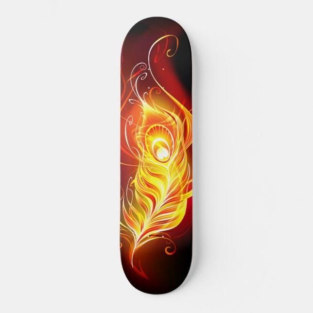 Fire Peacock Feather Skateboard (Front)