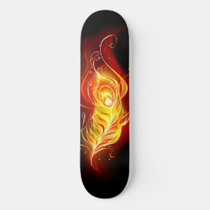 Fire Peacock Feather Skateboard