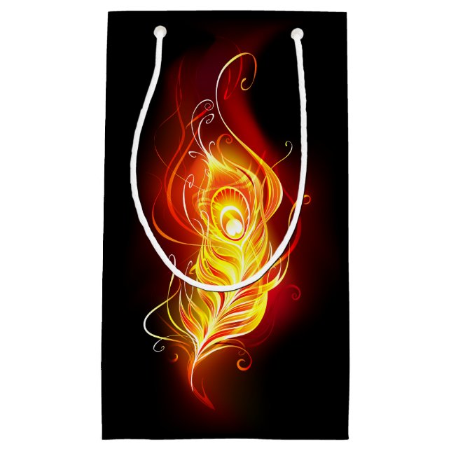Fire Peacock Feather Small Gift Bag (Front)